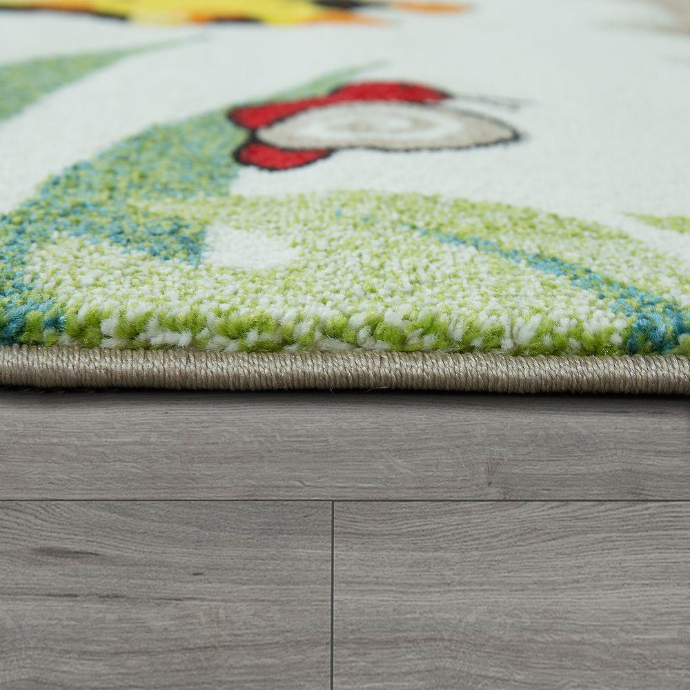 Kids Rug Jungle Animals Giraffe Lion Tiger Zebra Beige Cream, back view - House Of Avana