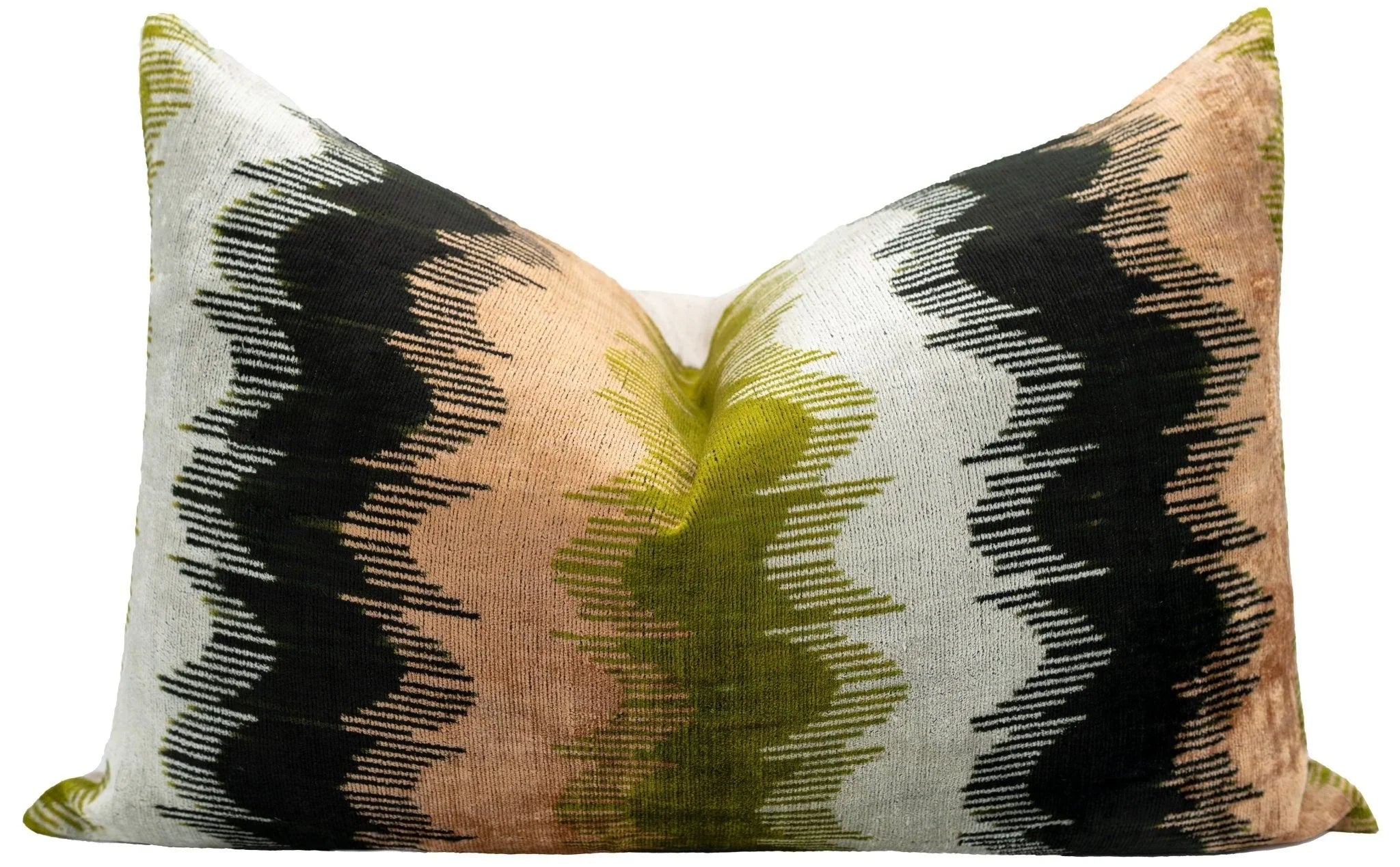 16x24 in Earthy Wave Pattern Throw Pillow Modern Beige, Green, Black & White Cushion for Versatile Home... - House Of Avana