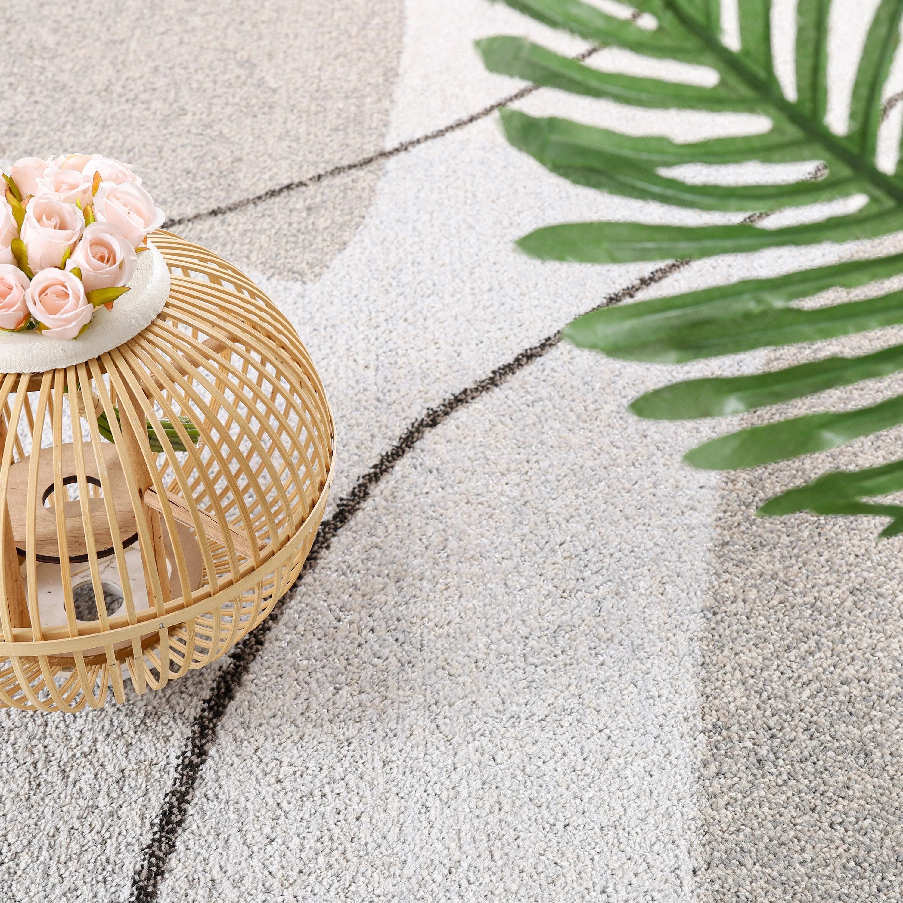 Area Rug Fiesta with Abstract Artistic Pattern in Beige and Grey - House Of Avana