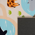 Kids Play-mat Lilo with Wild Animals in Beige, angled view - House Of Avana