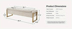 Beige Storage Ottoman Bench with Metal Legs, 55-inches Extra Long Accent Bench for End of Bed, Comfy... - House Of Avana