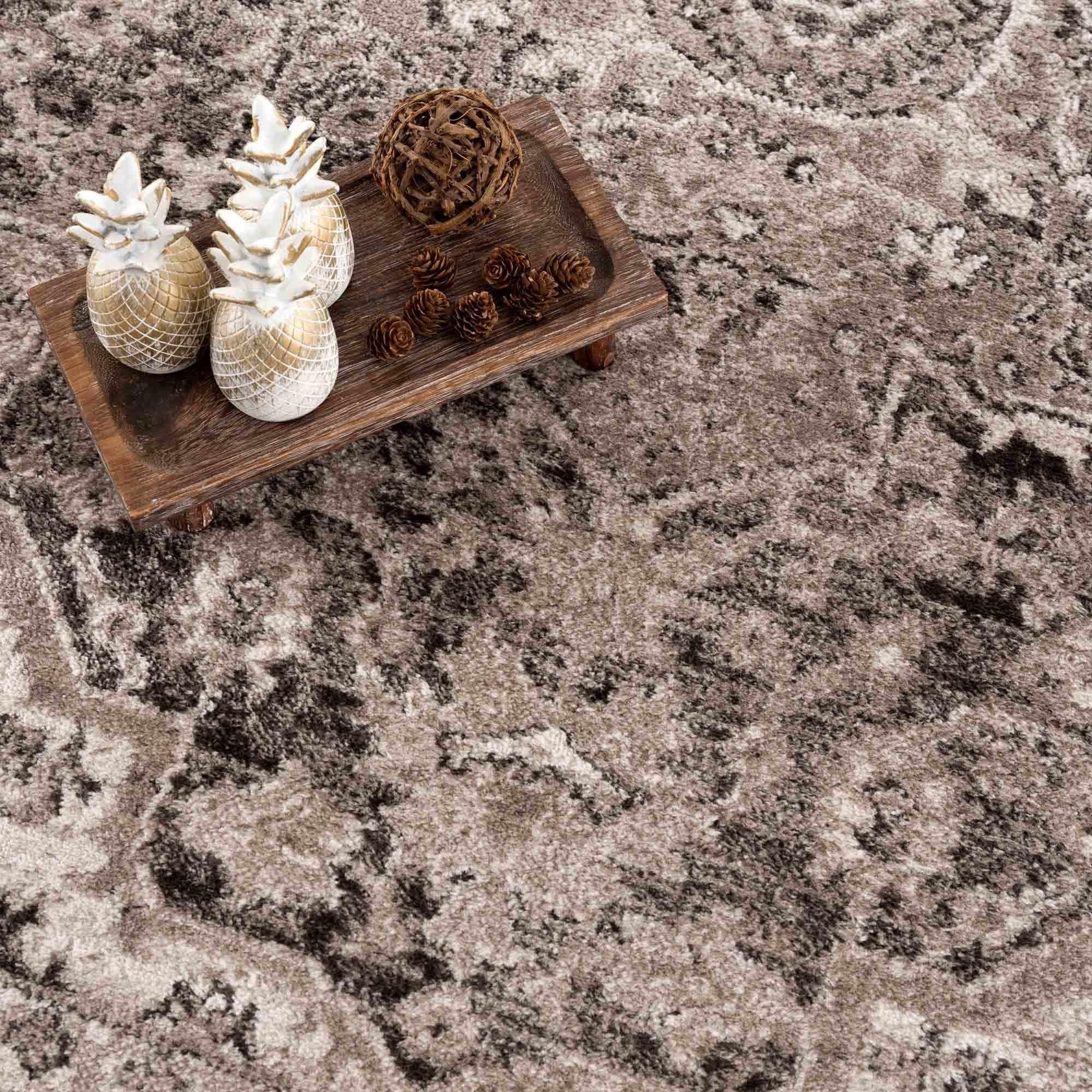 Albie Charcoal & Beige Area Rug - House Of Avana