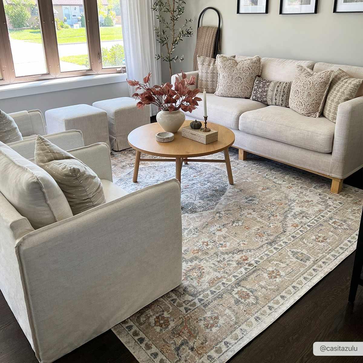 Beige Hiti Washable Area Rug - House Of Avana
