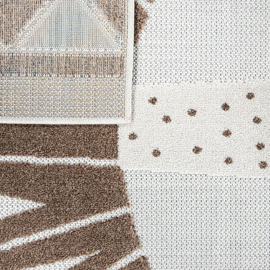 Kids Rug Tweet Happy Lion Play-mat in Beige, top view - House Of Avana