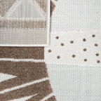 Kids Rug Tweet Happy Lion Play-mat in Beige, top view - House Of Avana