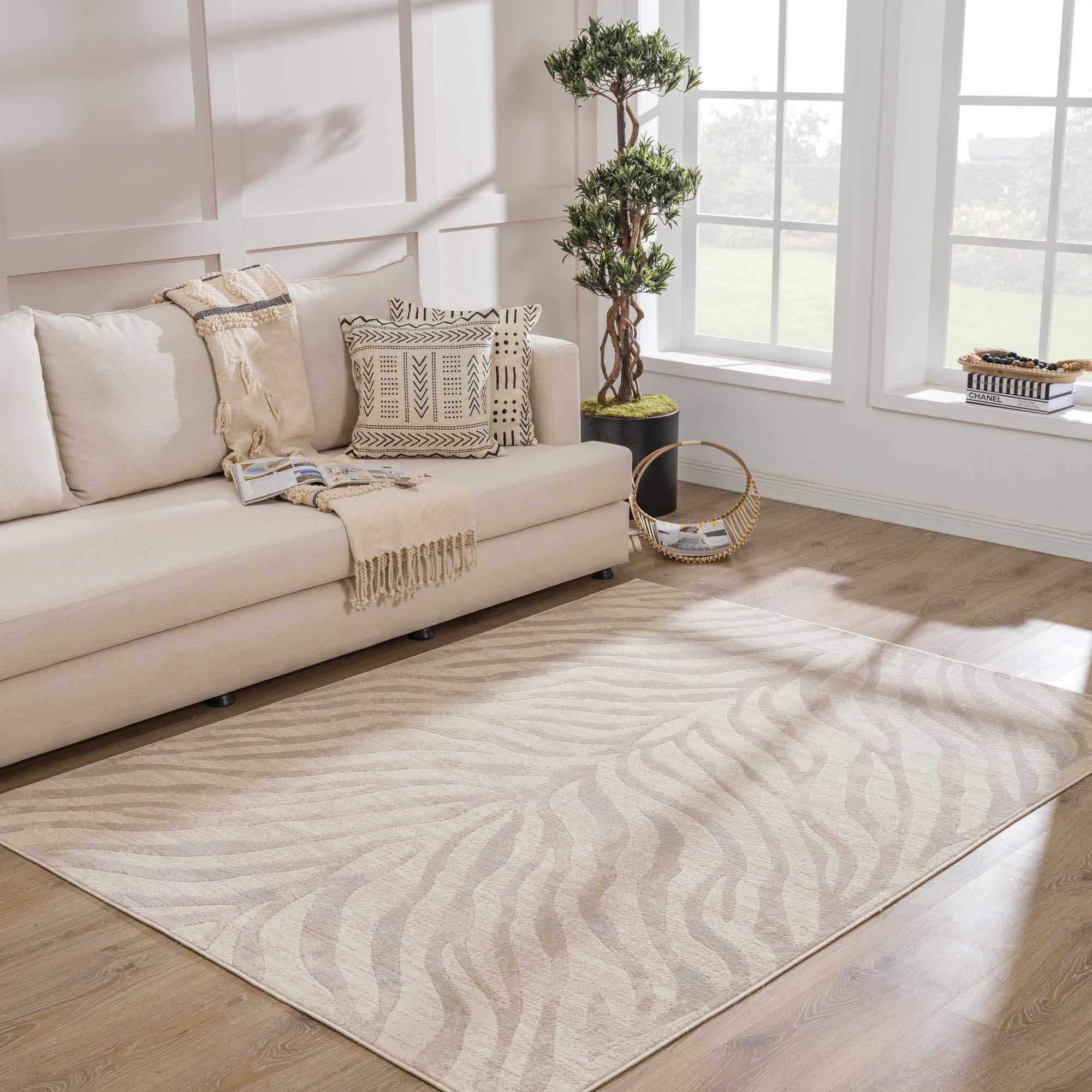 Beige Manteca Zebra Print Area Rug - House Of Avana