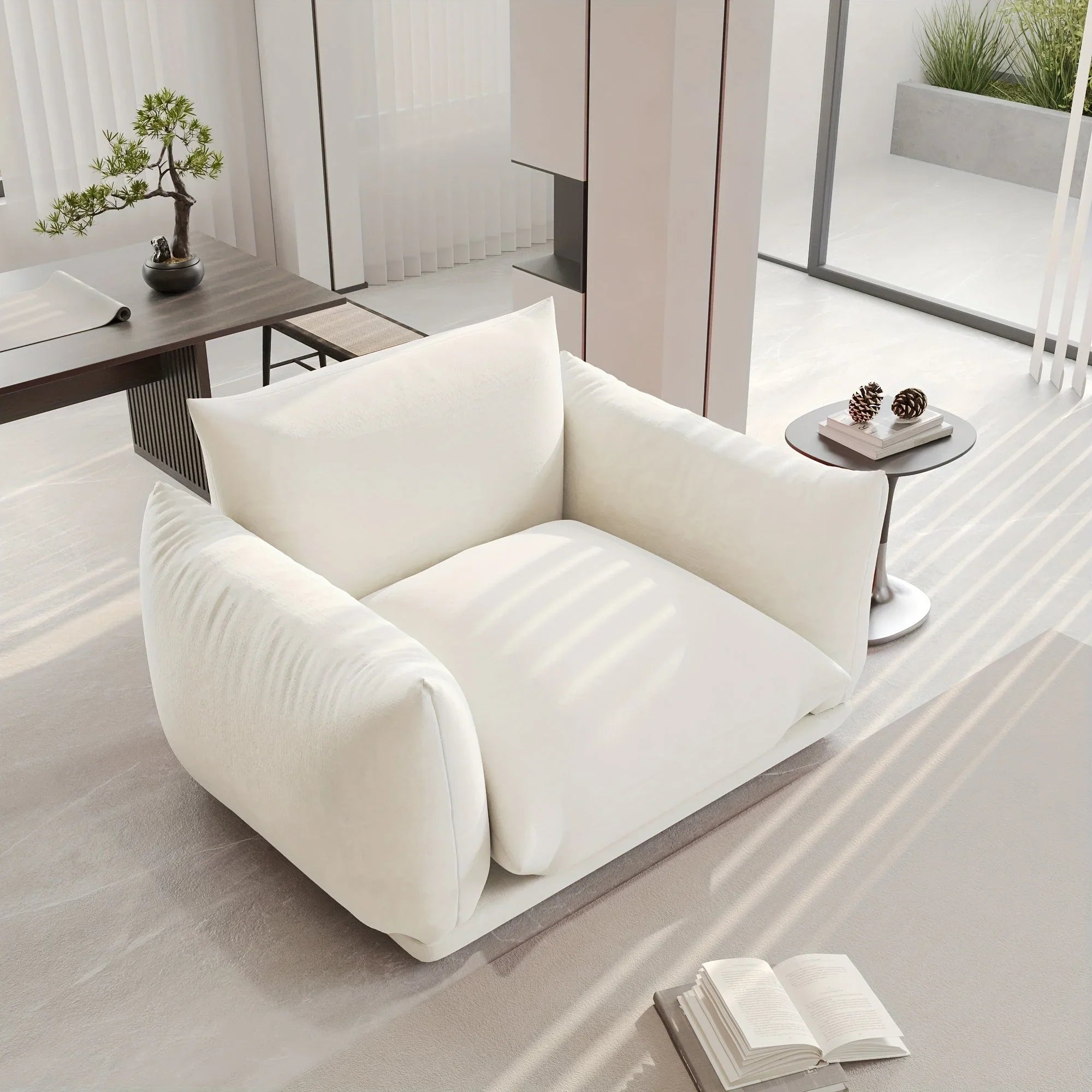 Compact Chenille Sofa - Beige Space Saver, alternate view - House Of Avana
