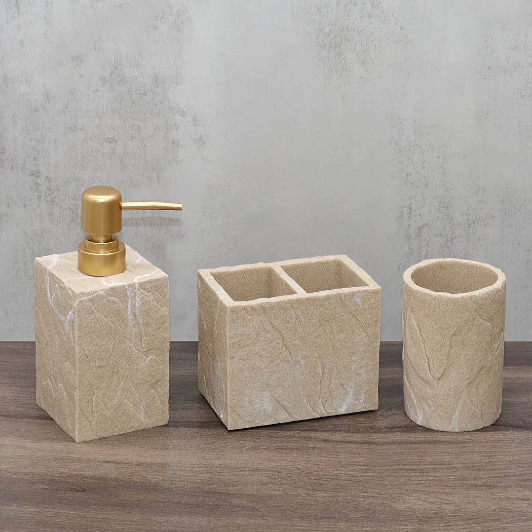 Creamy Beige Stone Bathroom Essentials - House Of Avana