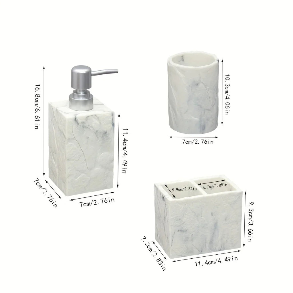 Beige Stone Bathroom Essentials, Creamy Finish, side view - House Of Avana