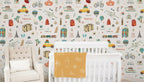 Beige Tufted Sofa and Teddy Bear Wallpaper for Any Ceiling Height, back view - House Of Avana