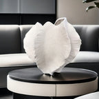 Beige Ceramic Vase with Textured Art Design and Smooth Interior, detail shot - House Of Avana