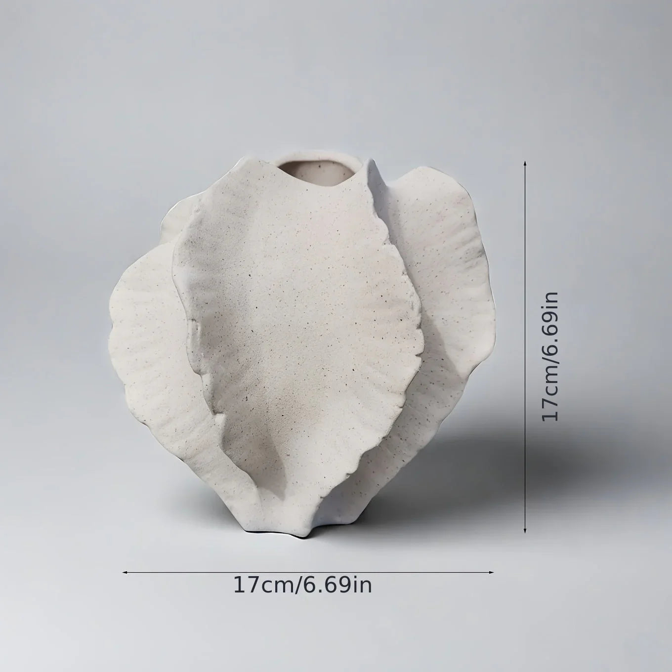 Beige Ceramic Vase with Textured Art Design and Smooth Interior, top view - House Of Avana