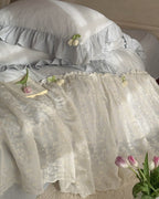 Bella Floral Lace Ruffled Princess Bedding Set / Pink Ever Lasting