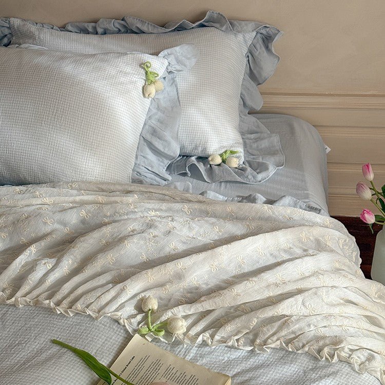 Bella Floral Lace Ruffled Princess Bedding Set / Pink Ever Lasting