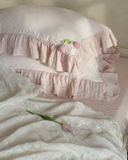 Bella Floral Lace Ruffled Princess Bedding Set / Pink Ever Lasting