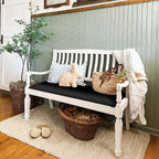 Vintage-Inspired Wooden Bench with Upholstered Seat