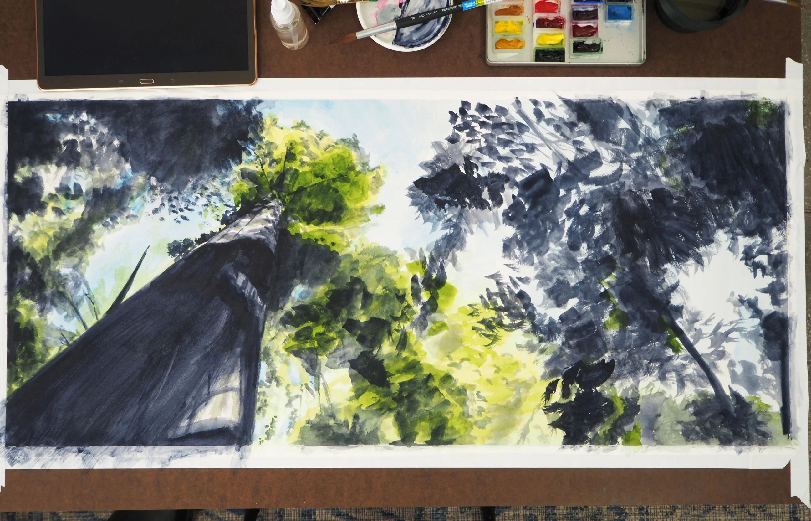 Beneath the Redwoods 2, Sonoma, Watercolor Painting, back view - House Of Avana