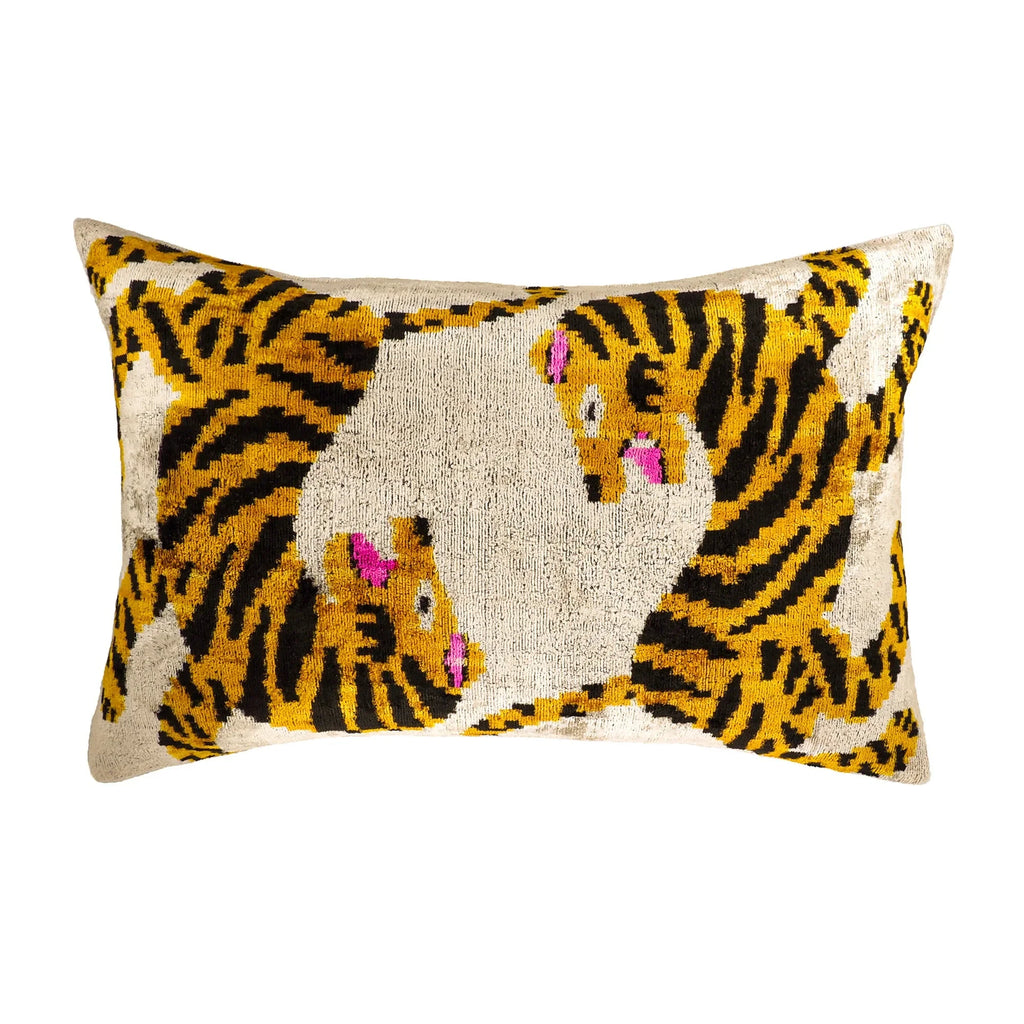 Bengali Silk Velvet Ikat Throw Pillow Cover 16 X 24