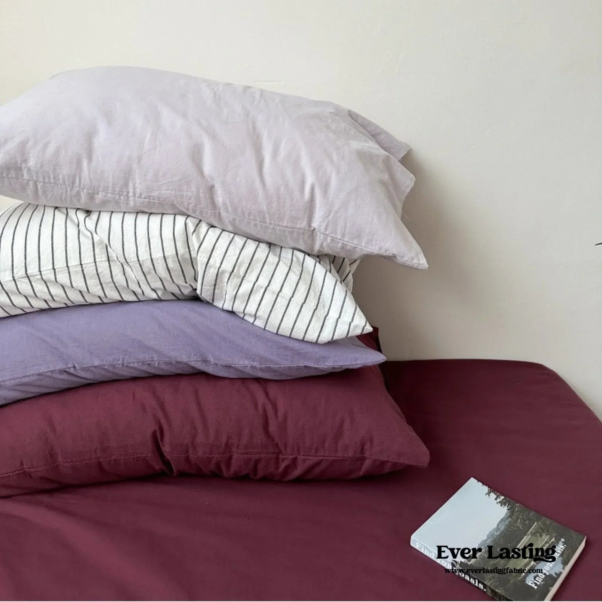 Berry Crush Washed Cotton Pillowcases, back view - House Of Avana