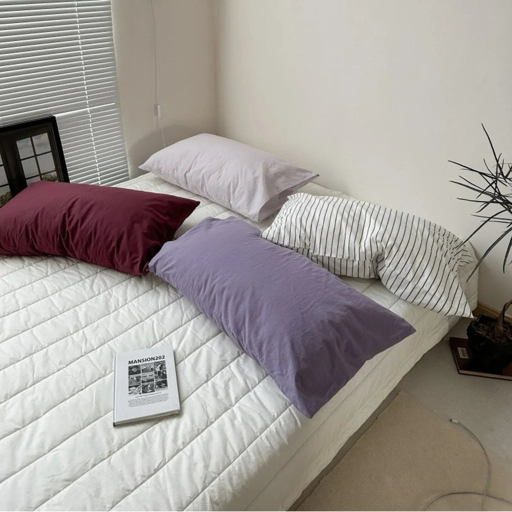 Berry Crush Washed Cotton Pillowcases, angled view - House Of Avana