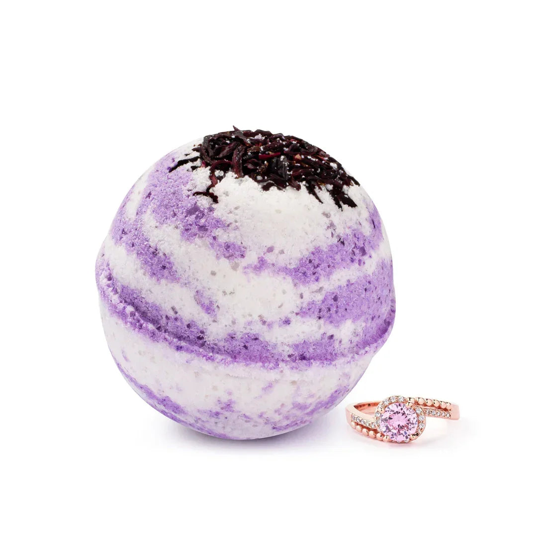 Berry Hibiscus 10oz Mystery Box Jewelry Bath Bomb, front view - House Of Avana