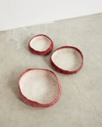 Berry Red Decorative Wool Nesting Bowls, back view - House Of Avana