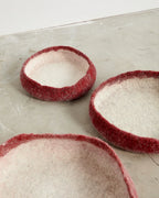 Berry Red Decorative Wool Nesting Bowls, detail shot - House Of Avana
