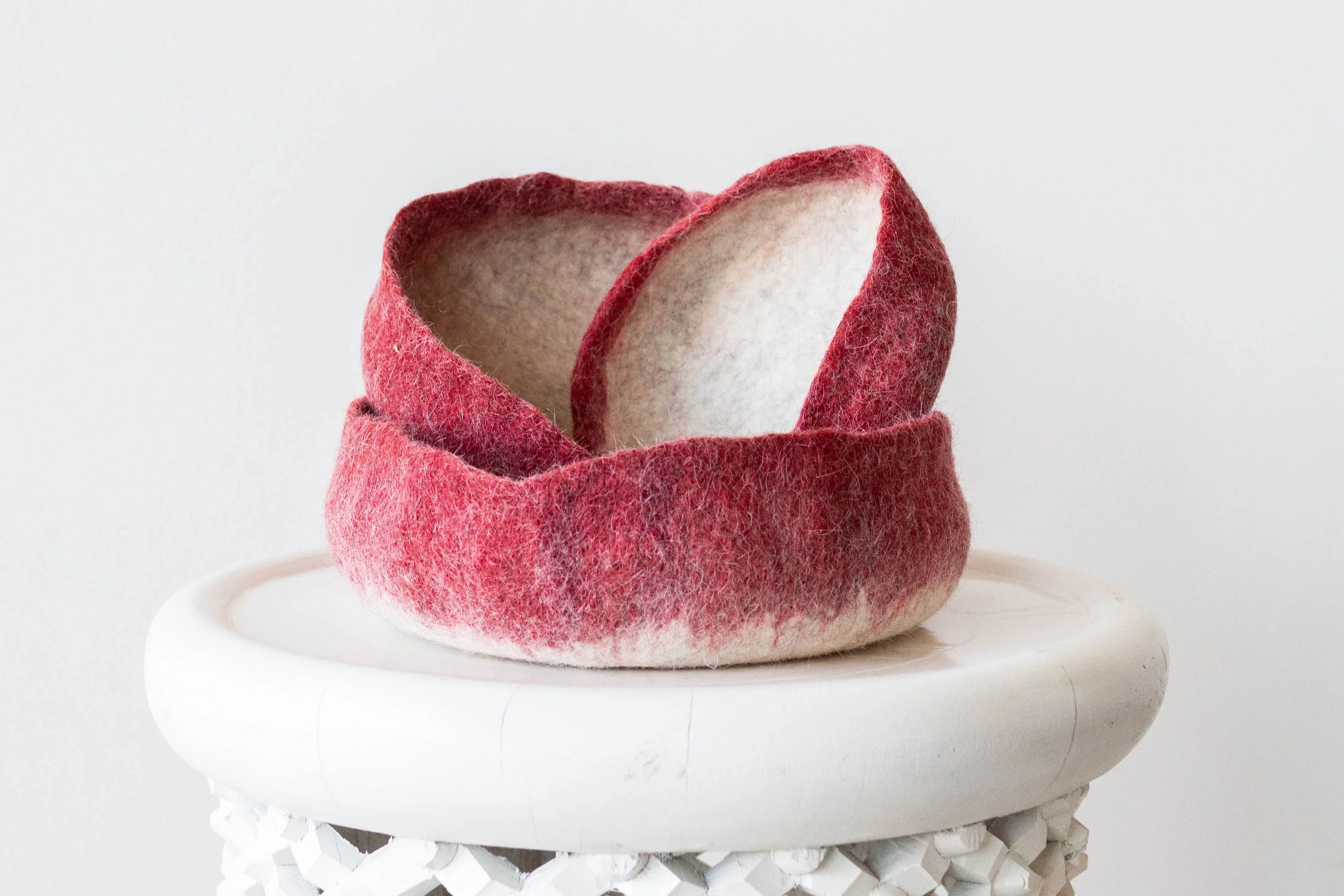 Berry Red Decorative Wool Nesting Bowls Kanju Interiors