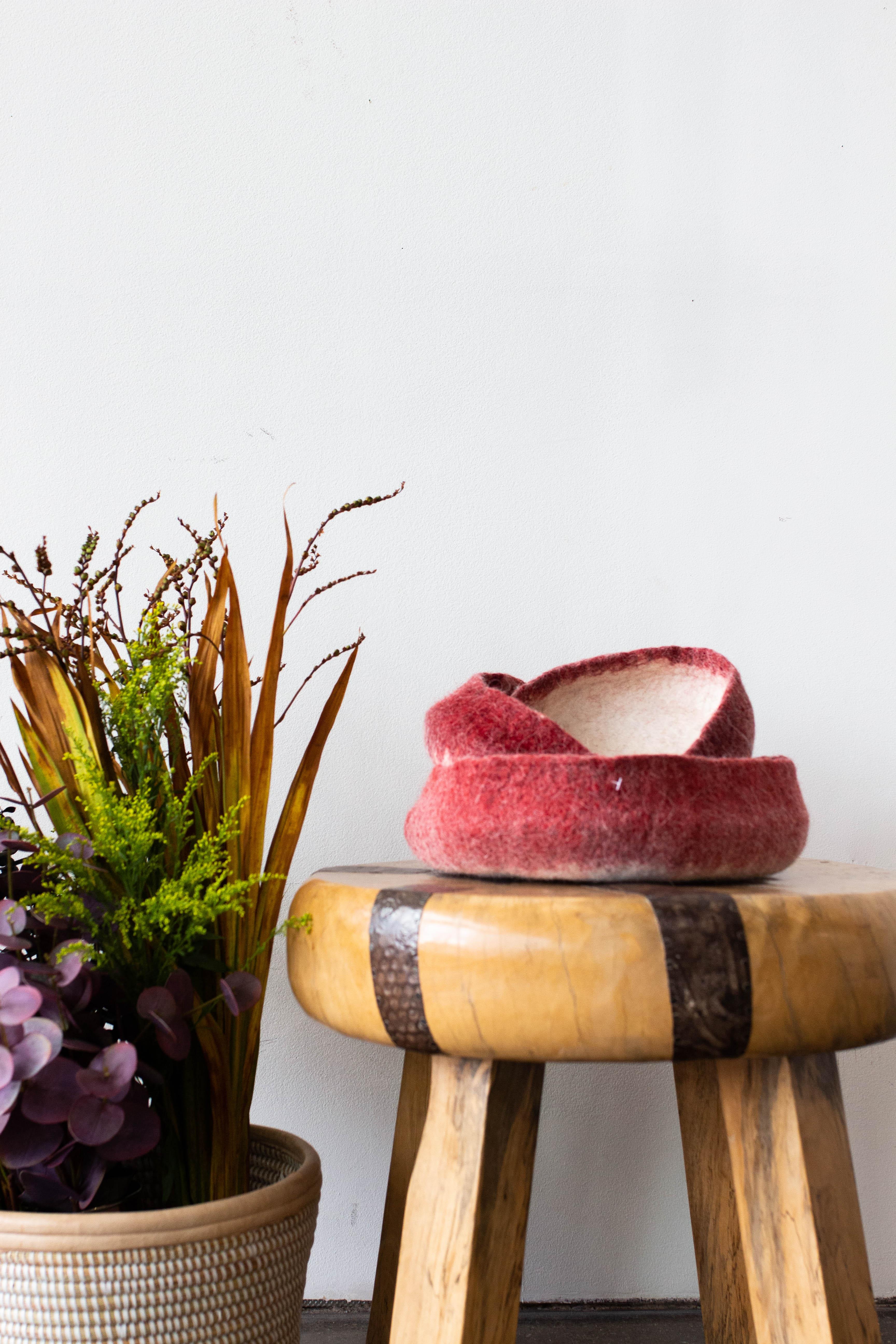 Berry Red Decorative Wool Nesting Bowls Kanju Interiors