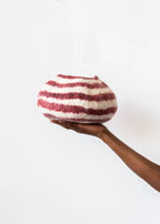 Berry Red Pathways Decorative Wool Ukhamba Bowl, front view - House Of Avana