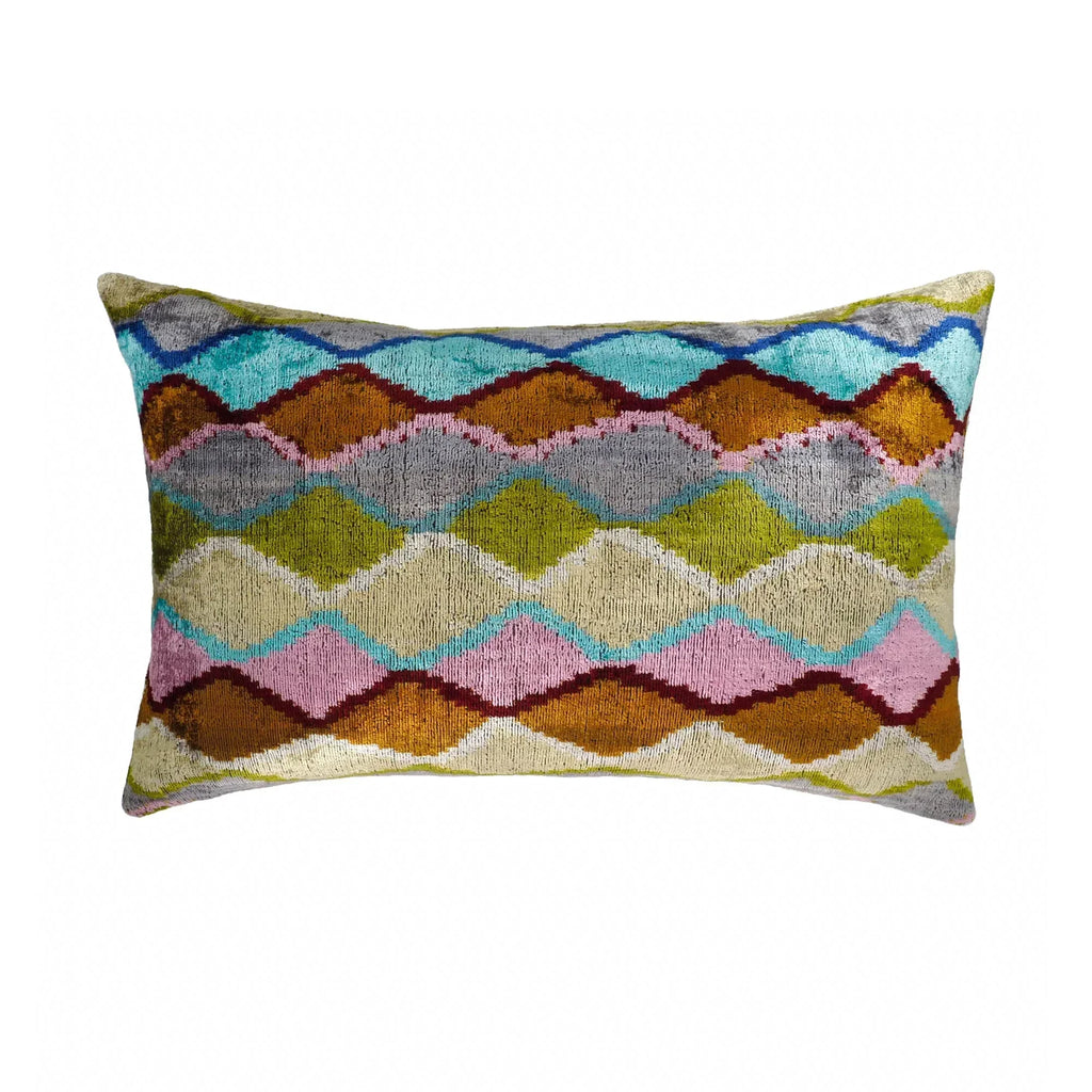 Beverly Hills Silk Velvet Ikat Throw Pillow Cover, X 24, back view - House Of Avana