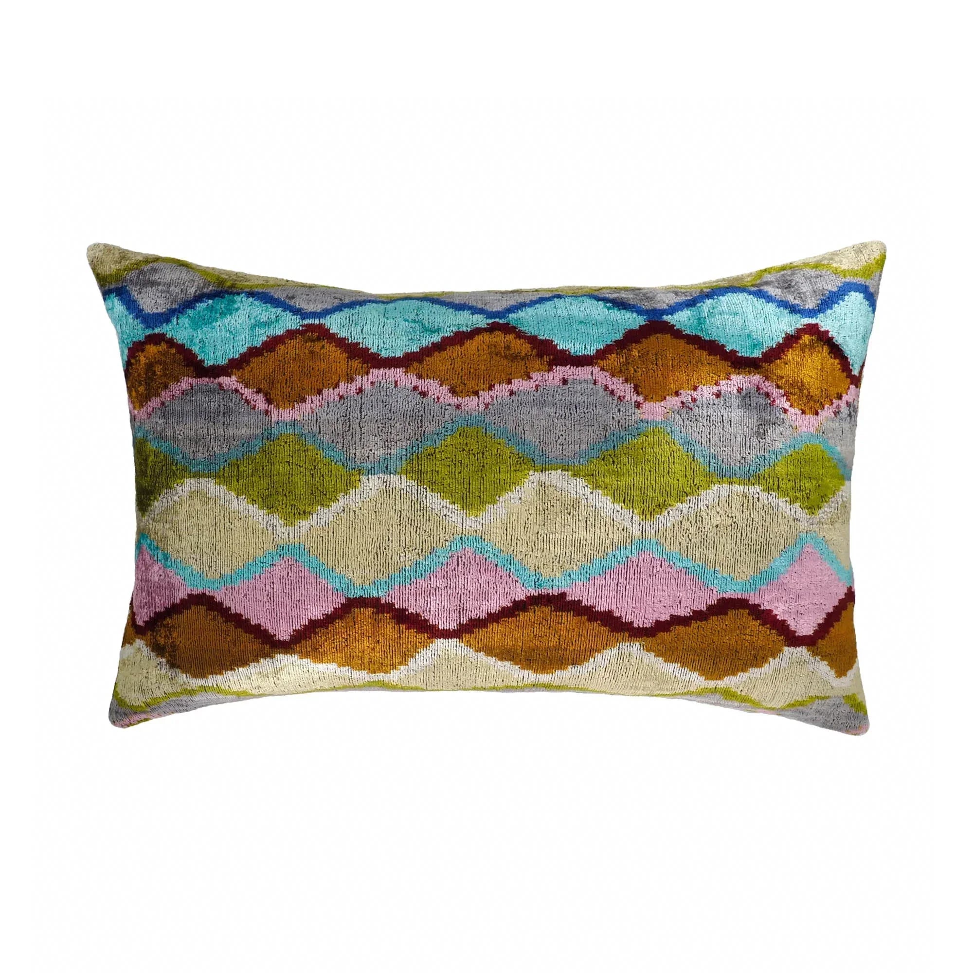 Beverly Hills Silk Velvet Ikat Throw Pillow Cover, X 24, back view - House Of Avana