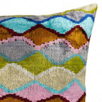 Beverly Hills Silk Velvet Ikat Throw Pillow Cover, X 24, detail shot - House Of Avana
