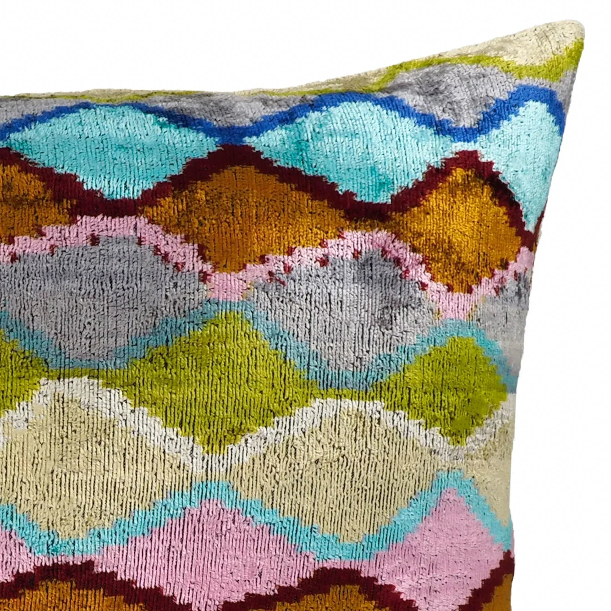 Beverly Hills Silk Velvet Ikat Throw Pillow Cover, X 24, detail shot - House Of Avana