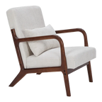 Mid-Century Modern Accent Chair, Arm Chair Living Room Chairs with Pillow Upholstered Reading Chair with Solid Wood Frame & Living Room Bedroom Balcony (beige) Streamdale Furniture