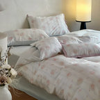 Bianca Floral Ribbon Tied Tencel™ Bedding Set / Ivory Blue, lifestyle image - House Of Avana