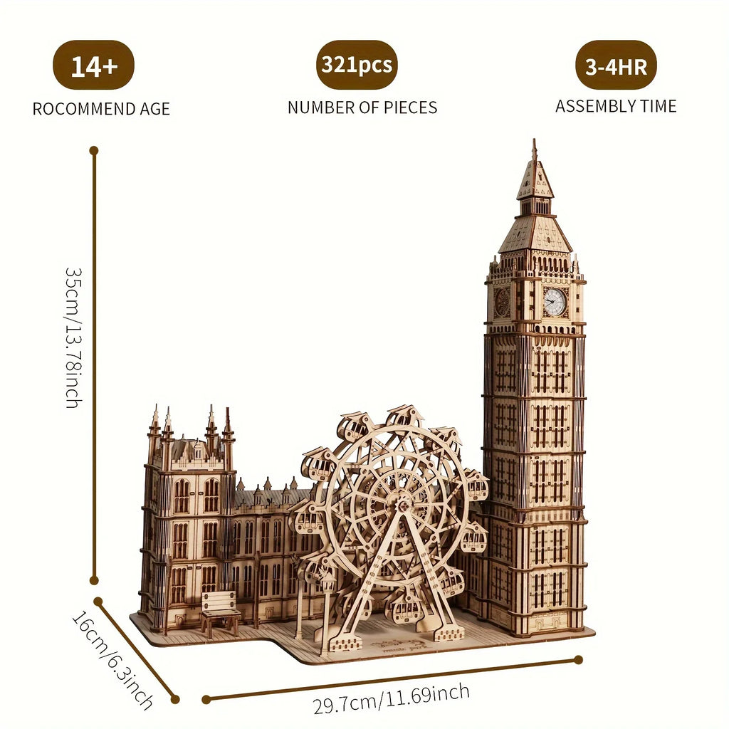 3D Wooden Puzzle, Big Ben Model Kit DIY Building Blocks, Desktop Clock, Creative Gift for Home Decor, Unique Christmas Gift for Family, Halloween Party Favors House Of Avana