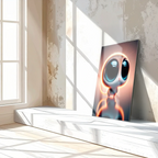 Big-Eyed Fantasy Kitten UV Glass Wall Art – Cute Neon Pet Illustration - KAFCD094 Peony Atelier