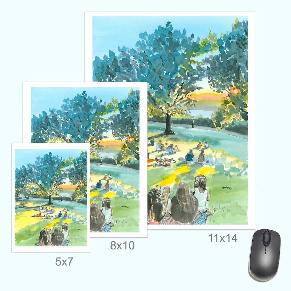 Billings Lawn 2, Watercolor, Hudson River Scene, detail shot - House Of Avana