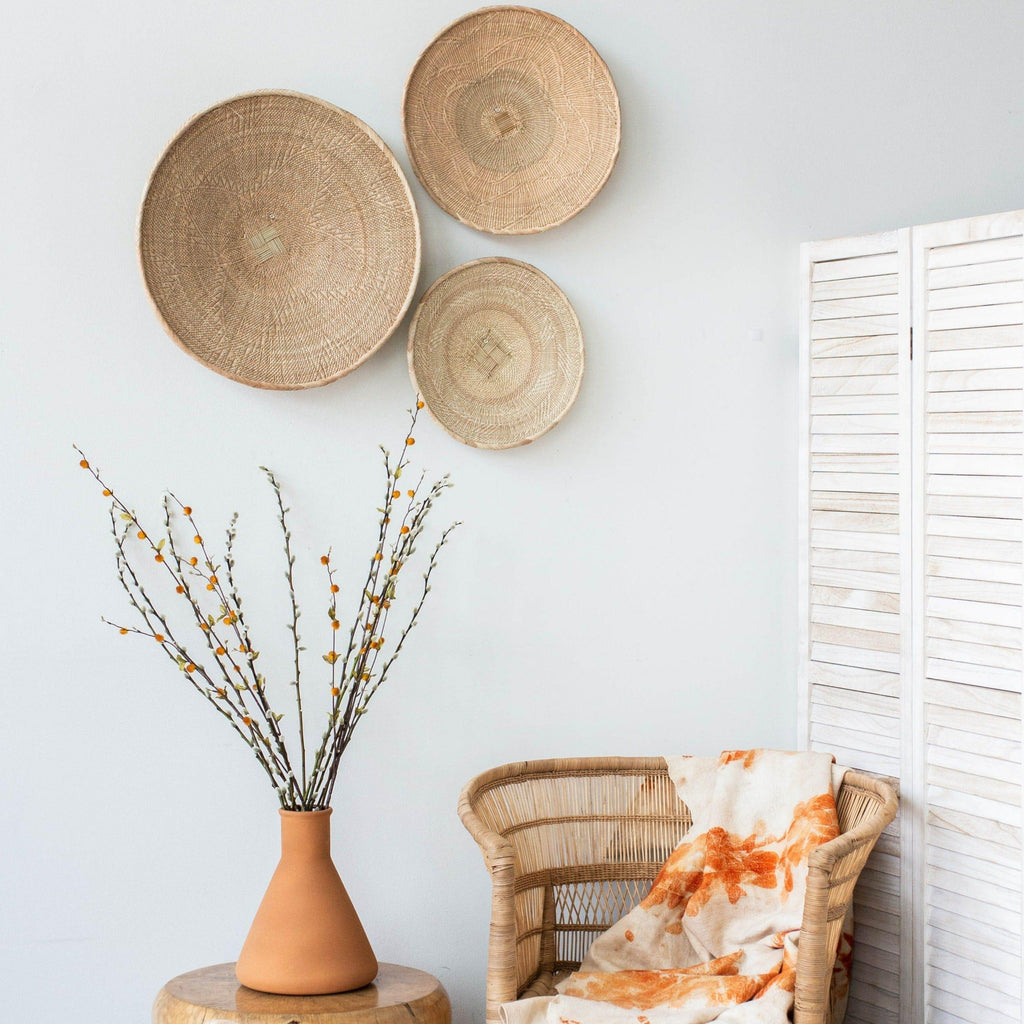 Binga Blonde Natural Woven Wall Basket Kanju Interiors