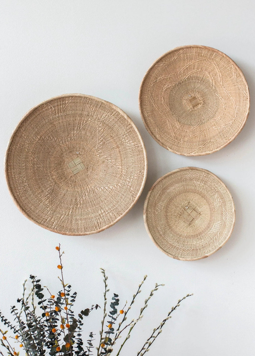 Binga Blonde Natural Woven Wall Basket Kanju Interiors