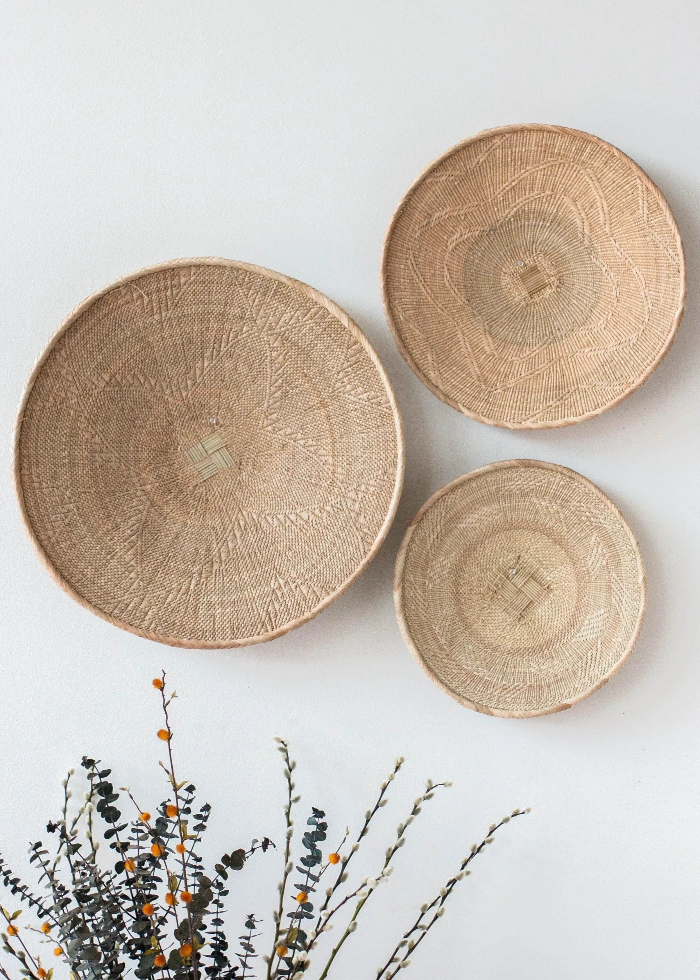 Binga Blonde Natural Woven Wall Basket Kanju Interiors