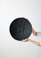 Hand-Painted Black Binga Flat Basket Kanju Interiors