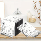 White and black dandelion printed biodegradable napkins, eco-friendly paper - House of Avana