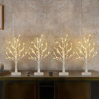 Birch Tree Led Lights 4-pack, Battery Operated Wooden String Lights, front view - House Of Avana