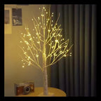 Birch Tree Led Lights 4-pack, Battery Operated Wooden String Lights, close-up view - House Of Avana