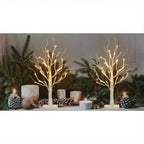 Birch Tree Led Lights 4-pack, Battery Operated Wooden String Lights, in-use display - House Of Avana