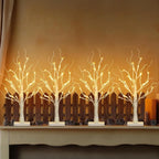 Birch Tree Led Lights 4-pack, Battery Operated Wooden String Lights, detail shot - House Of Avana
