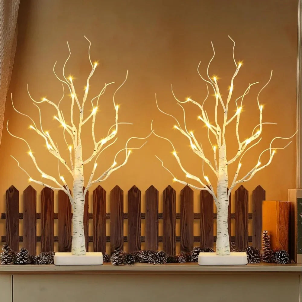 Birch Tree Led Lights 4-pack, Battery Operated Wooden String Lights, angled view - House Of Avana [[SKU:HOA-GDN-016]]