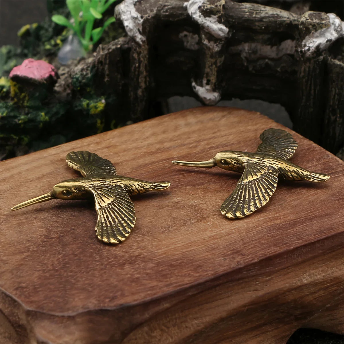 2-piece Set Brass Handcrafted Bird Figurines - Vintage Style, Perfect for Office Decor & Gifts Birds... - House Of Avana